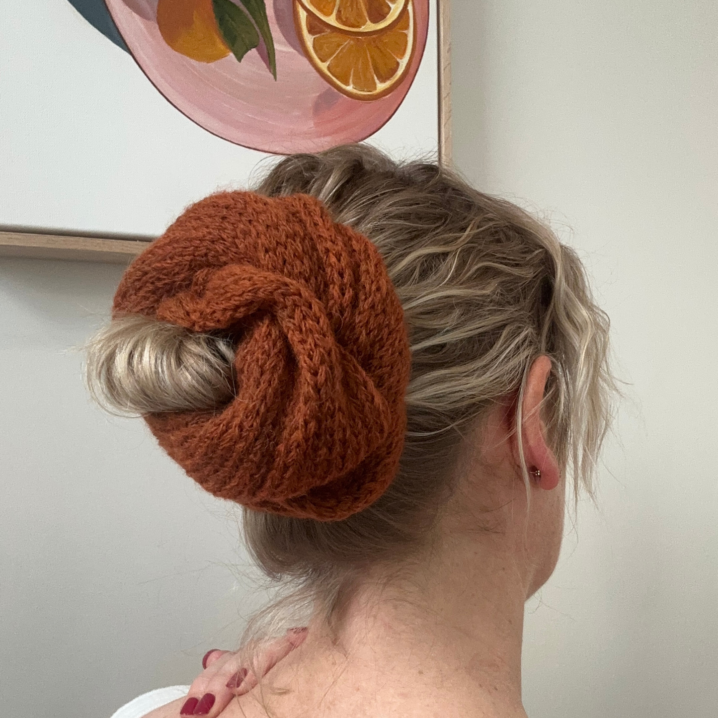 Chouchou oversized knit scrunchie - alpaca and merino wool