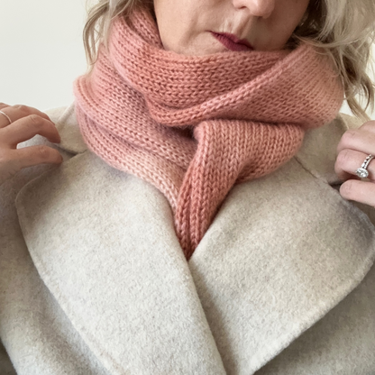 Soft and cozy knitted scarf in muted ombre shades