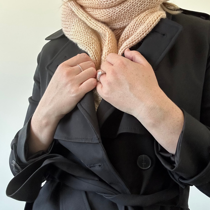 Soft and cozy knitted scarf in muted ombre shades