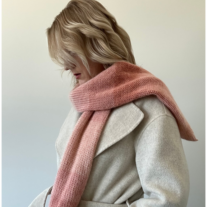 Soft and cozy knitted scarf in muted ombre shades