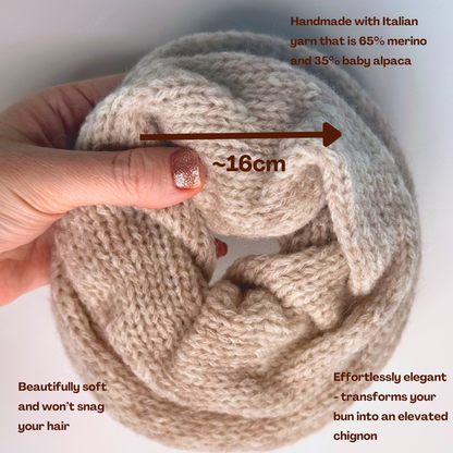 Chouchou oversized knit scrunchie - alpaca and merino wool